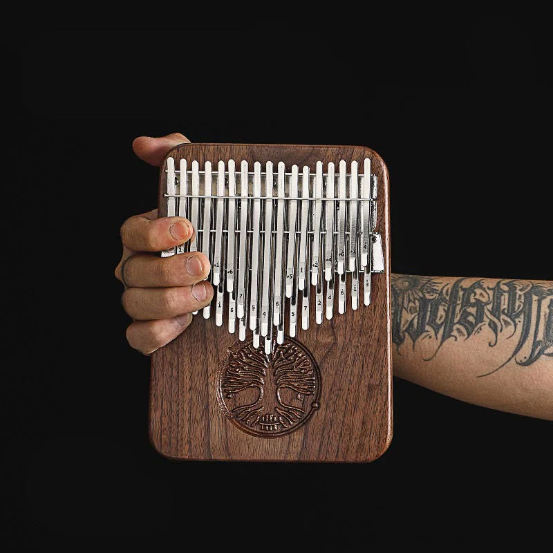 34 Key Kalimba with Tree of Life Black Walnut Design - Image 3