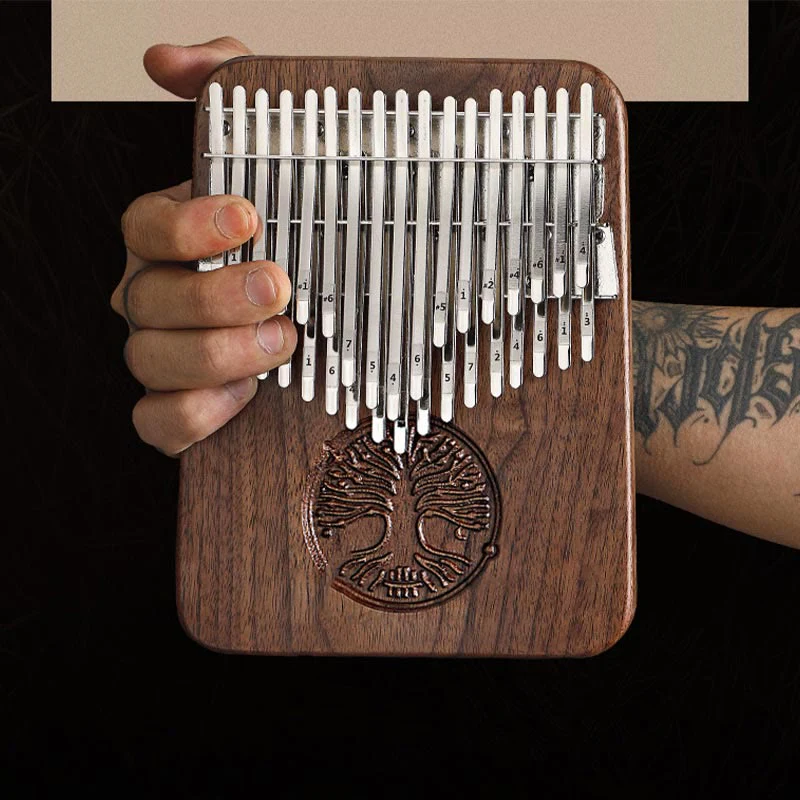 34 Key Kalimba with Tree of Life Black Walnut Design - Image 7