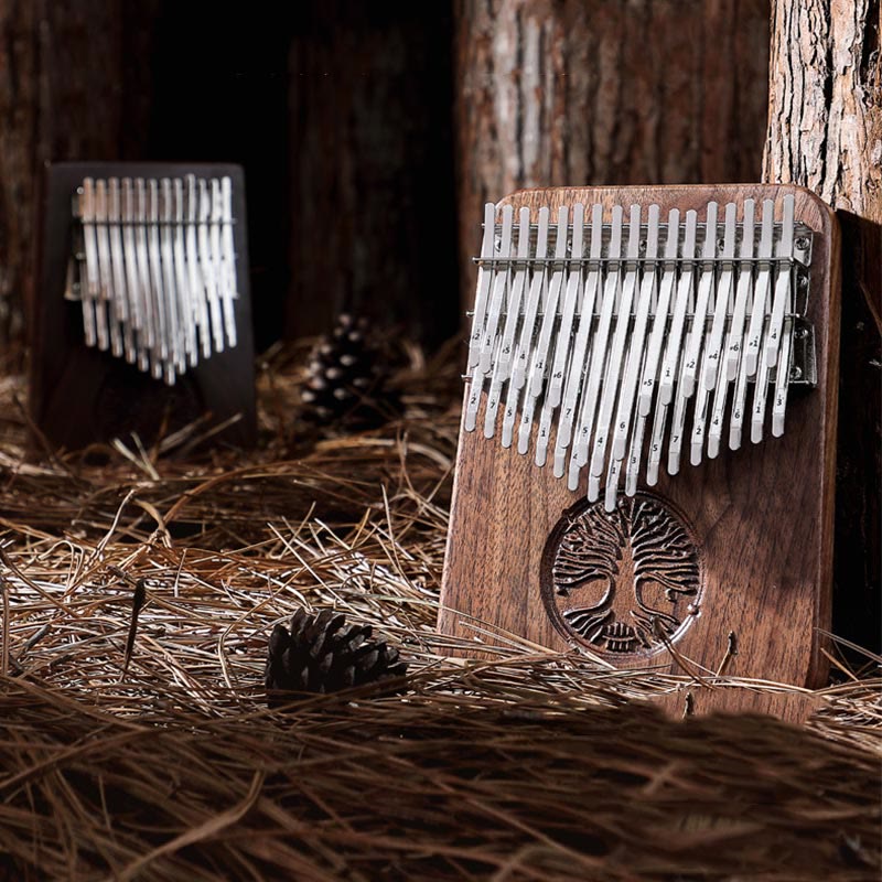34 Key Kalimba with Tree of Life Black Walnut Design - Image 9
