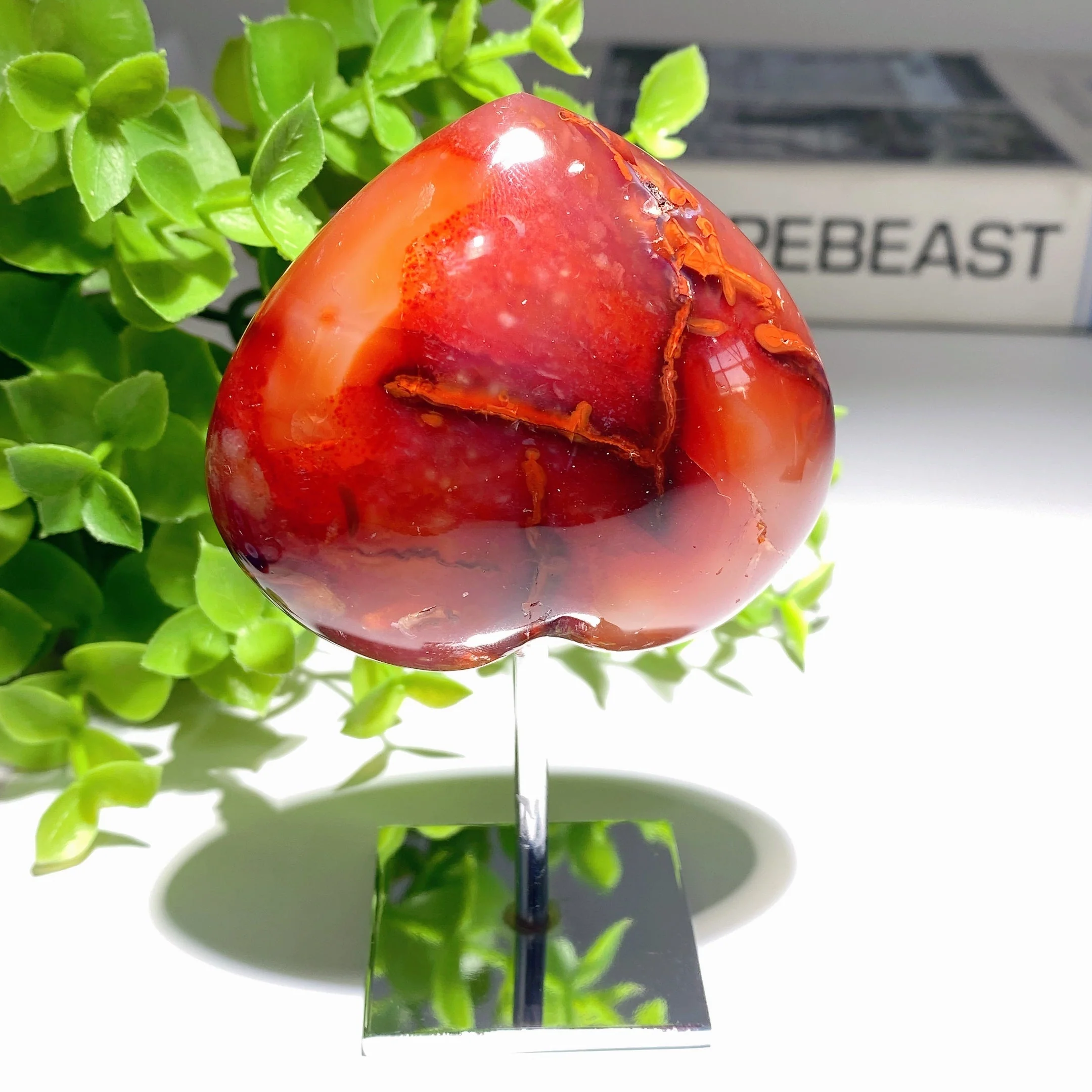 4.0 Inch Carnelian Polychrome Heart Crystal for Emotional Healing - Image 2