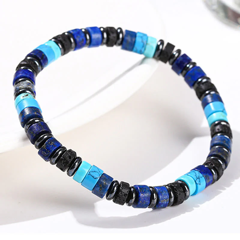 6mm Hematite Turquoise Lava Rock Spiritual Bracelet - Image 4