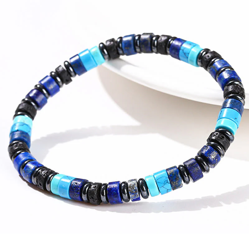 6mm Hematite Turquoise Lava Rock Spiritual Bracelet - Image 7