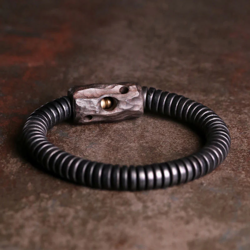 8mm Classic Ebony Wood Holey Balance Bracelet for Grounding