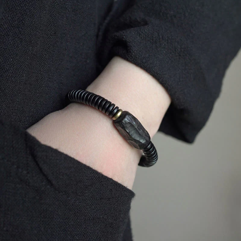 8mm Classic Ebony Wood Holey Balance Bracelet for Grounding - Image 12