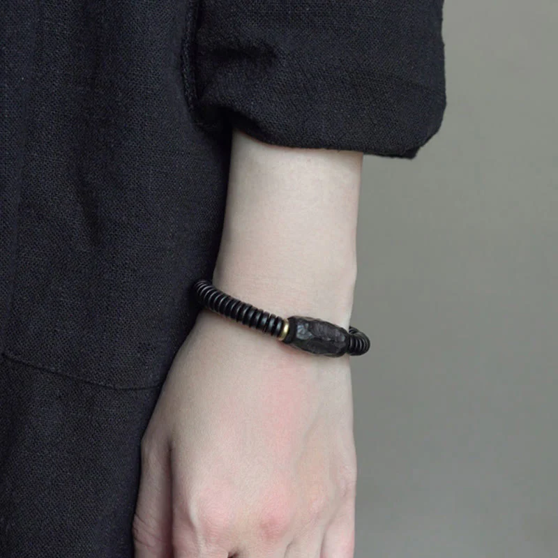 8mm Classic Ebony Wood Holey Balance Bracelet for Grounding - Image 13