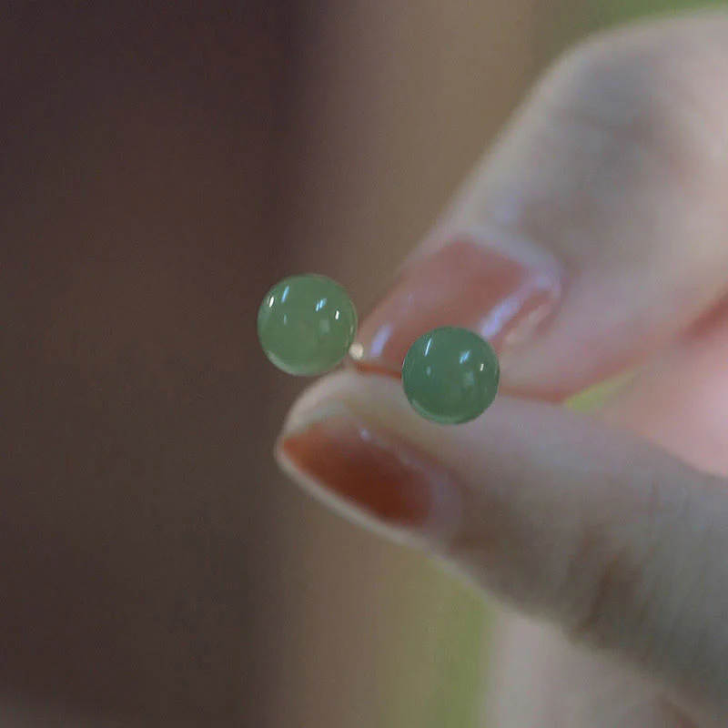 8mm Jade Stud Earrings for Prosperity & Abundance - Image 10