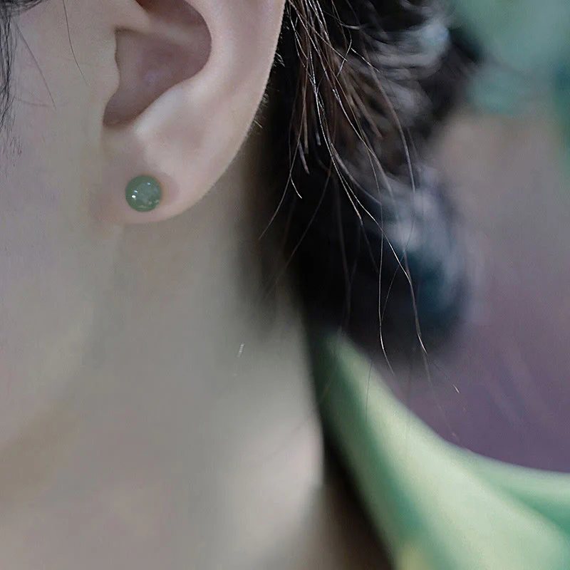 8mm Jade Stud Earrings for Prosperity & Abundance - Image 15