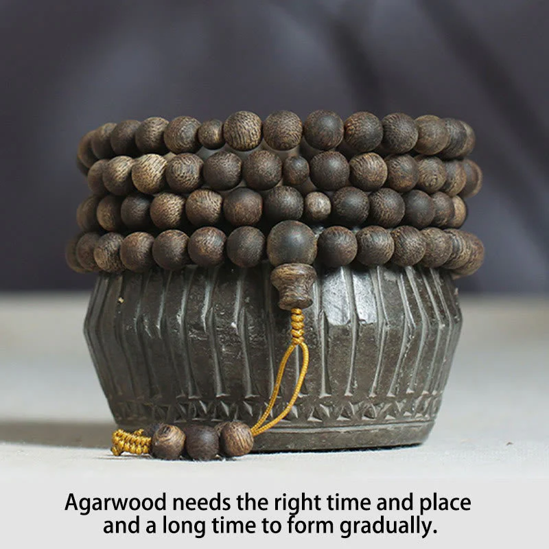 8mm White Qinan Agarwood Wood Mala Bracelet for Peace & Strength - Image 16