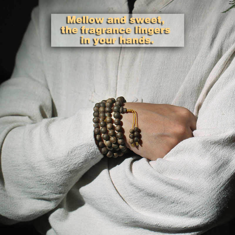 8mm White Qinan Agarwood Wood Mala Bracelet for Peace & Strength - Image 6