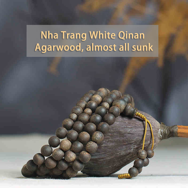 8mm White Qinan Agarwood Wood Mala Bracelet for Peace & Strength - Image 7
