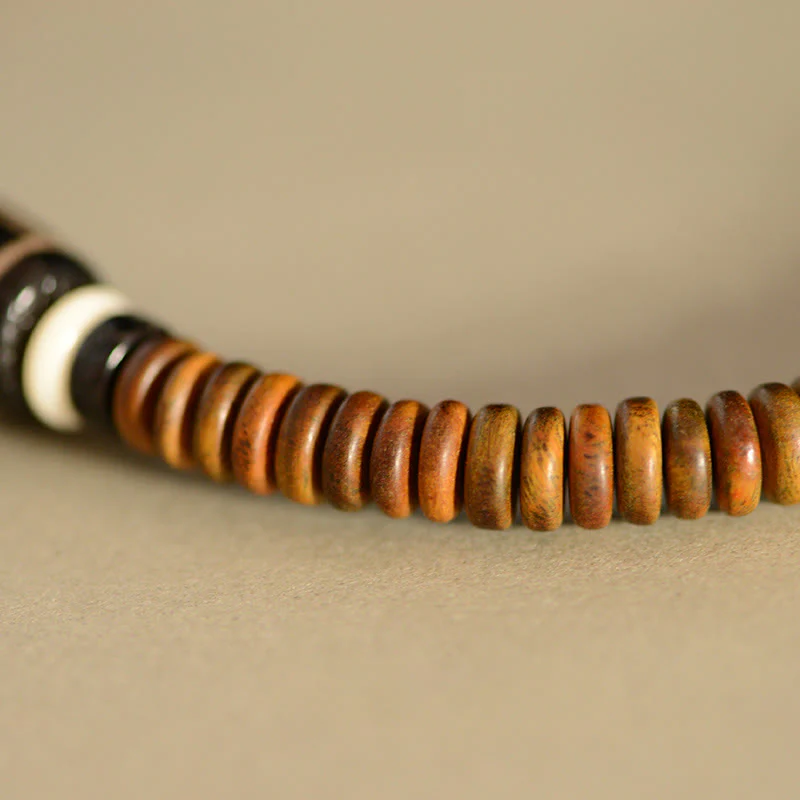 9-Eye Dzi Bead Ebony Wood Spiritual Double Wrap Bracelet - Image 8