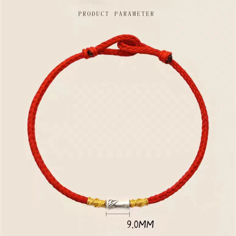 925 Sterling Silver Bamboo Red String Luck Bracelet - Image 12