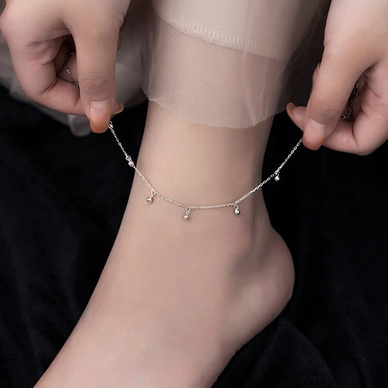 925 Sterling Silver Small Beads Protection Anklet - Image 7