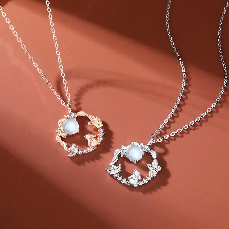 925 Sterling Silver Year of the Rabbit Moonstone Necklace - Image 4