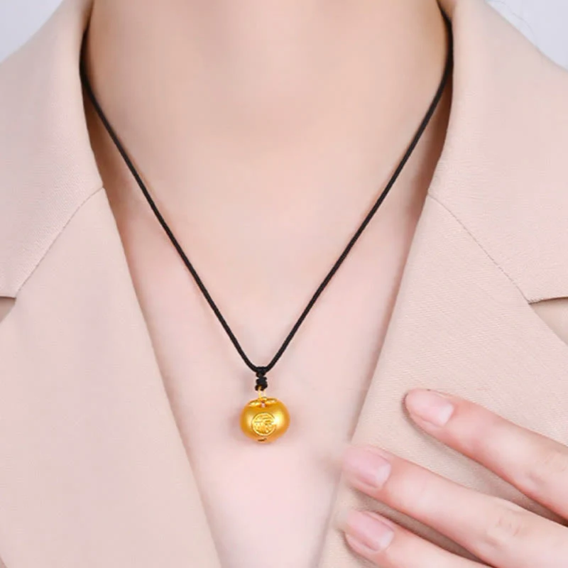 999 Gold Fu Character Spiritual Pendant Necklace - Image 11