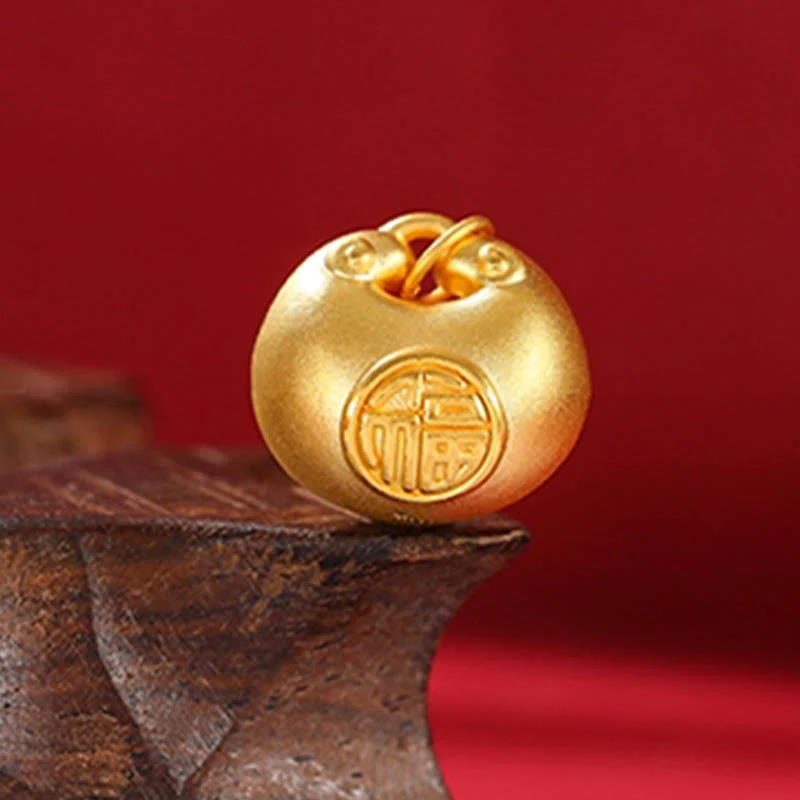 999 Gold Fu Character Spiritual Pendant Necklace - Image 13
