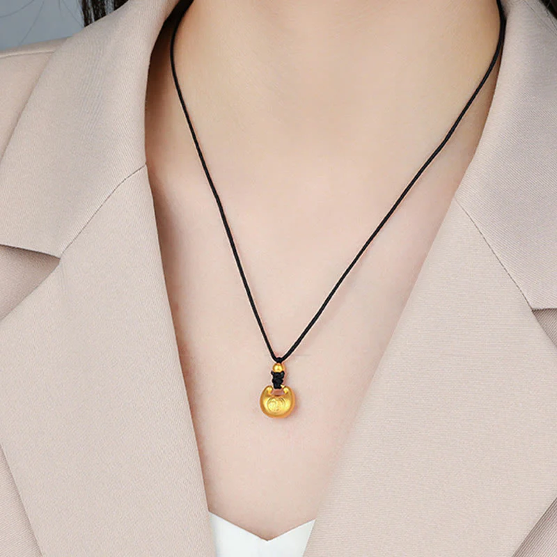 999 Gold Fu Character Spiritual Pendant Necklace - Image 2