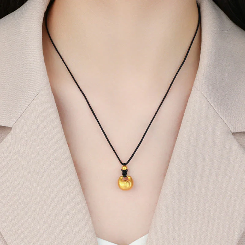 999 Gold Fu Character Spiritual Pendant Necklace - Image 3