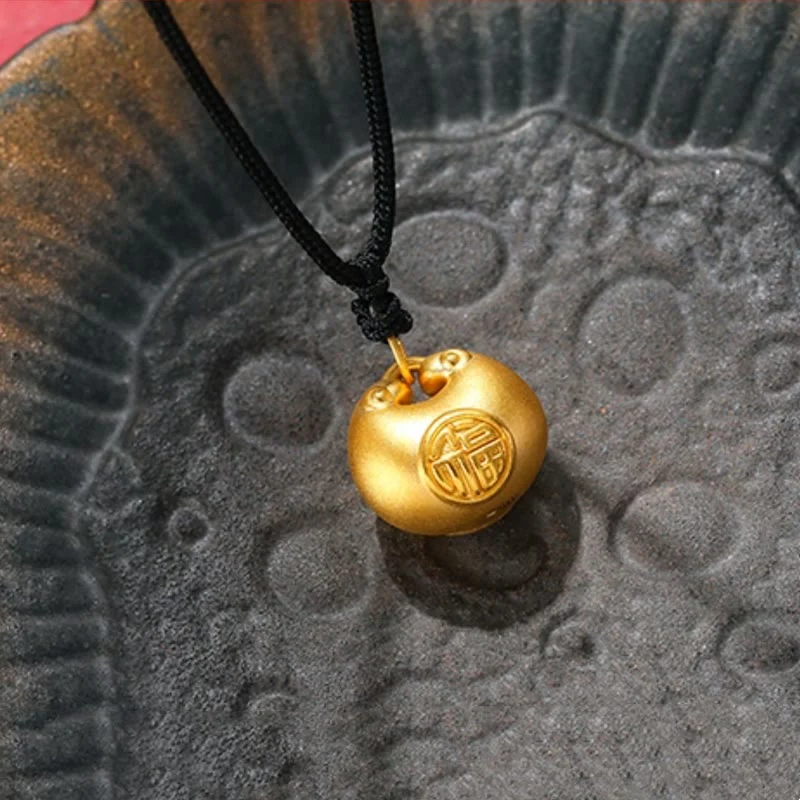 999 Gold Fu Character Spiritual Pendant Necklace - Image 5