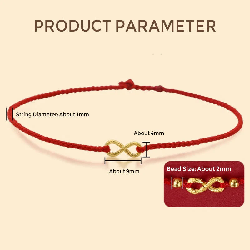 999 Gold Mobius Infinite Love Red String Protection Bracelet - Image 10