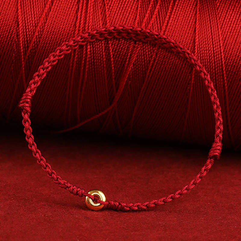 999 Gold Peace Buckle Red String Bracelet for Protection & Luck - Image 3