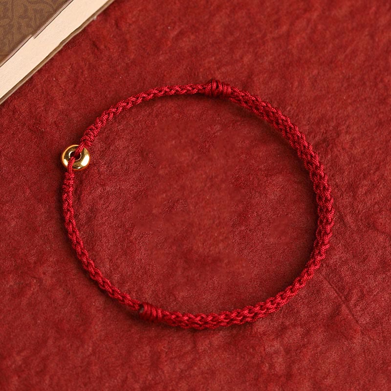999 Gold Peace Buckle Red String Bracelet for Protection & Luck - Image 4