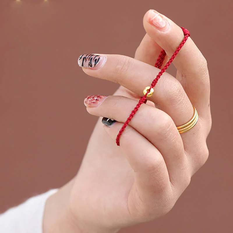 999 Gold Peace Buckle Red String Bracelet for Protection & Luck - Image 7