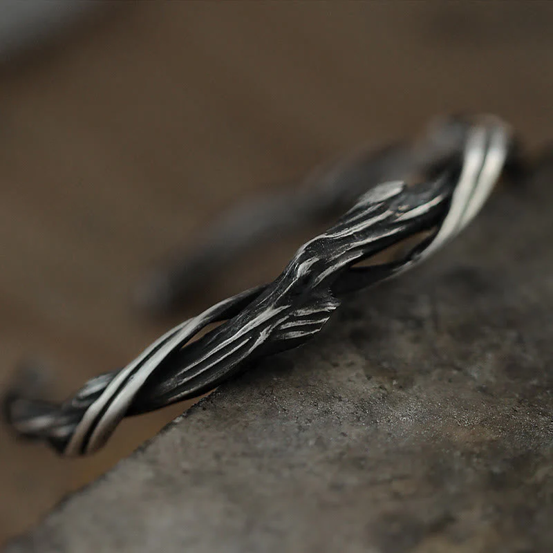 999 Sterling Silver Driftwood Cuff Bracelet Spiritual Balance - Image 3