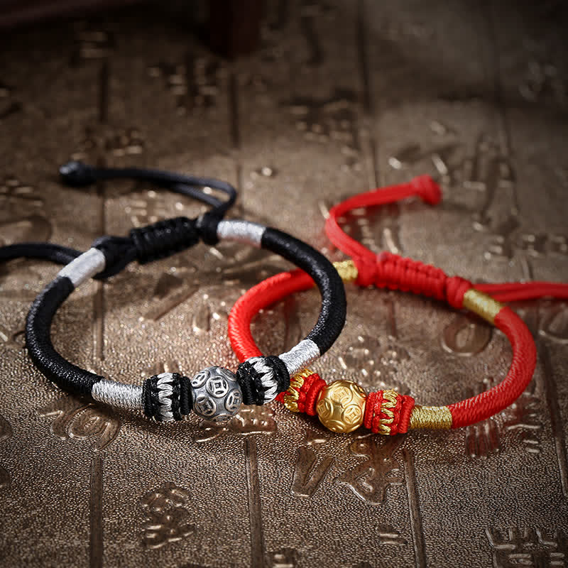 999 Sterling Silver Red String Protection Bracelet for Luck - Image 2