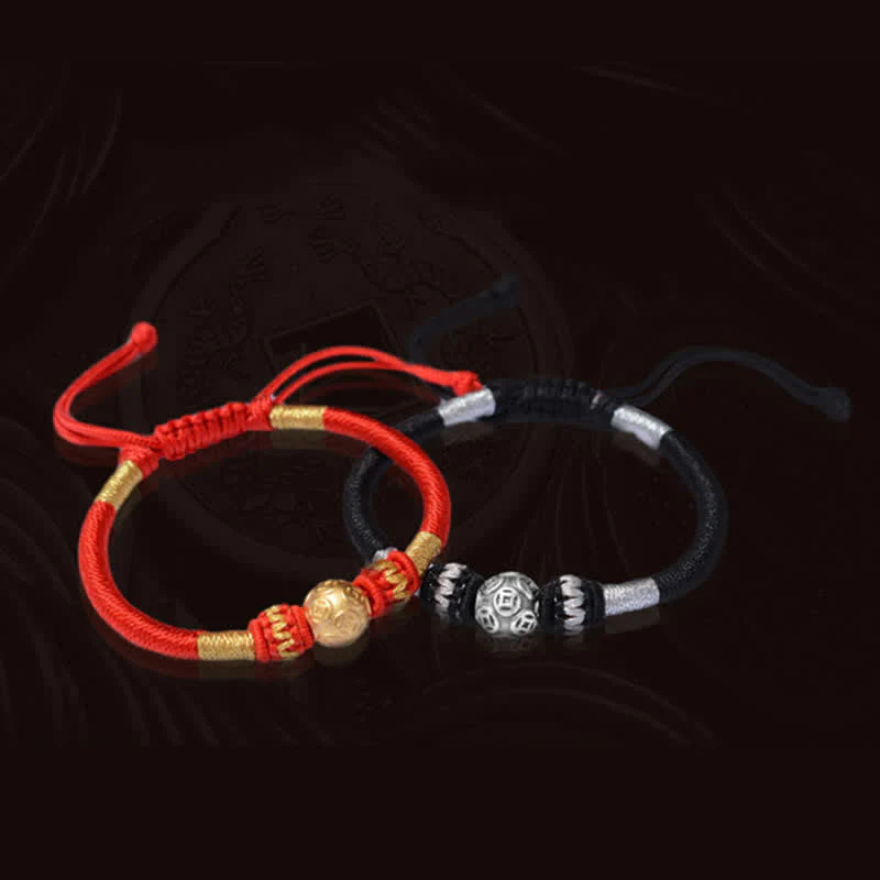 999 Sterling Silver Red String Protection Bracelet for Luck - Image 4