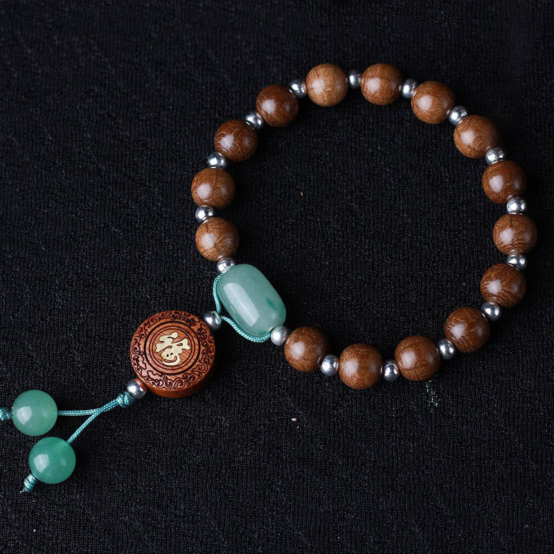 8mm Abelia Biflora Wood Om Mani Padme Hum Bracelet Protection - Image 3