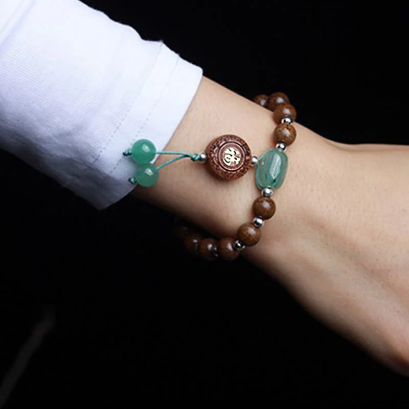 8mm Abelia Biflora Wood Om Mani Padme Hum Bracelet Protection - Image 4
