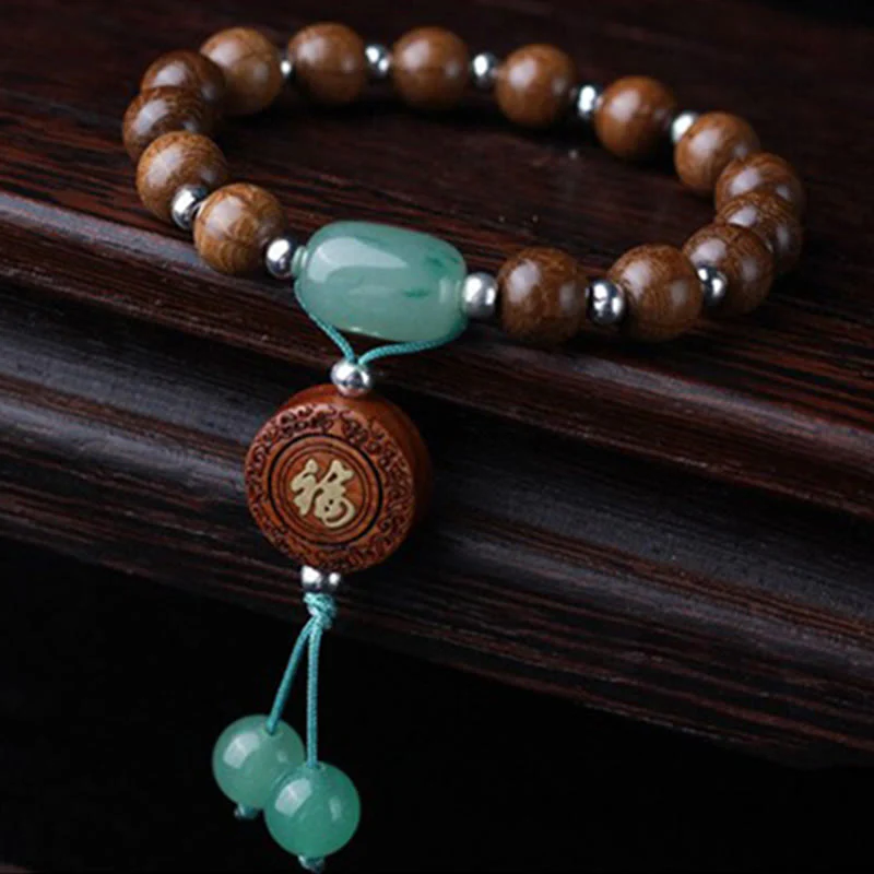 8mm Abelia Biflora Wood Om Mani Padme Hum Bracelet Protection - Image 5