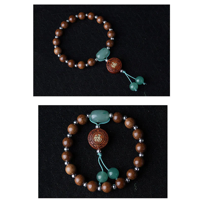 8mm Abelia Biflora Wood Om Mani Padme Hum Bracelet Protection - Image 8