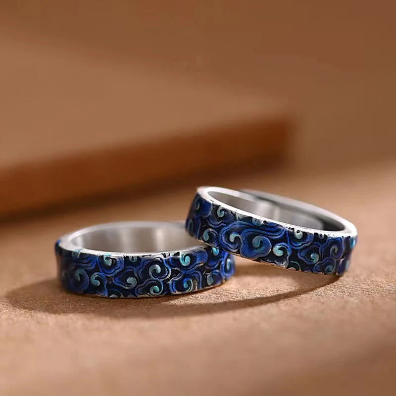 Adjustable Copper Spiritual Ring with Auspicious Clouds Design - Image 4