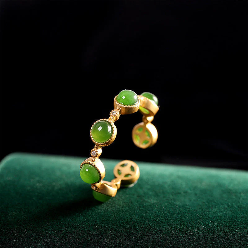 Adjustable Cyan Jade Healing Ring for Calm & Harmony - Image 12