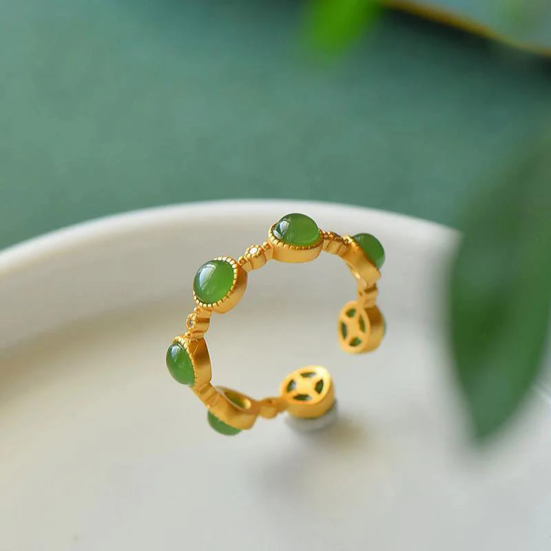 Adjustable Cyan Jade Healing Ring for Calm & Harmony - Image 6