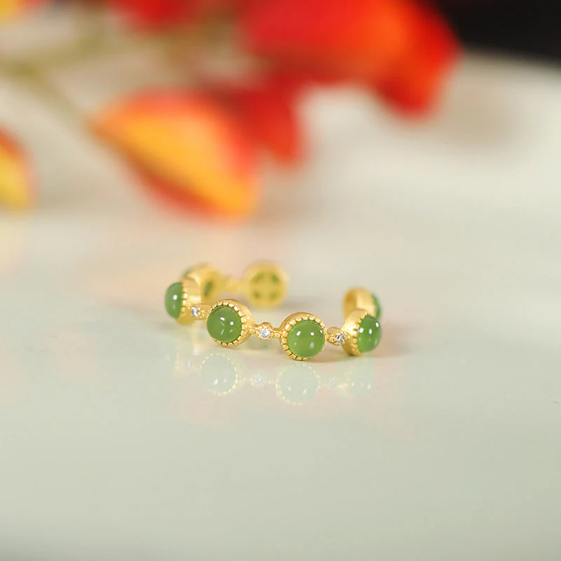 Adjustable Cyan Jade Healing Ring for Calm & Harmony - Image 8