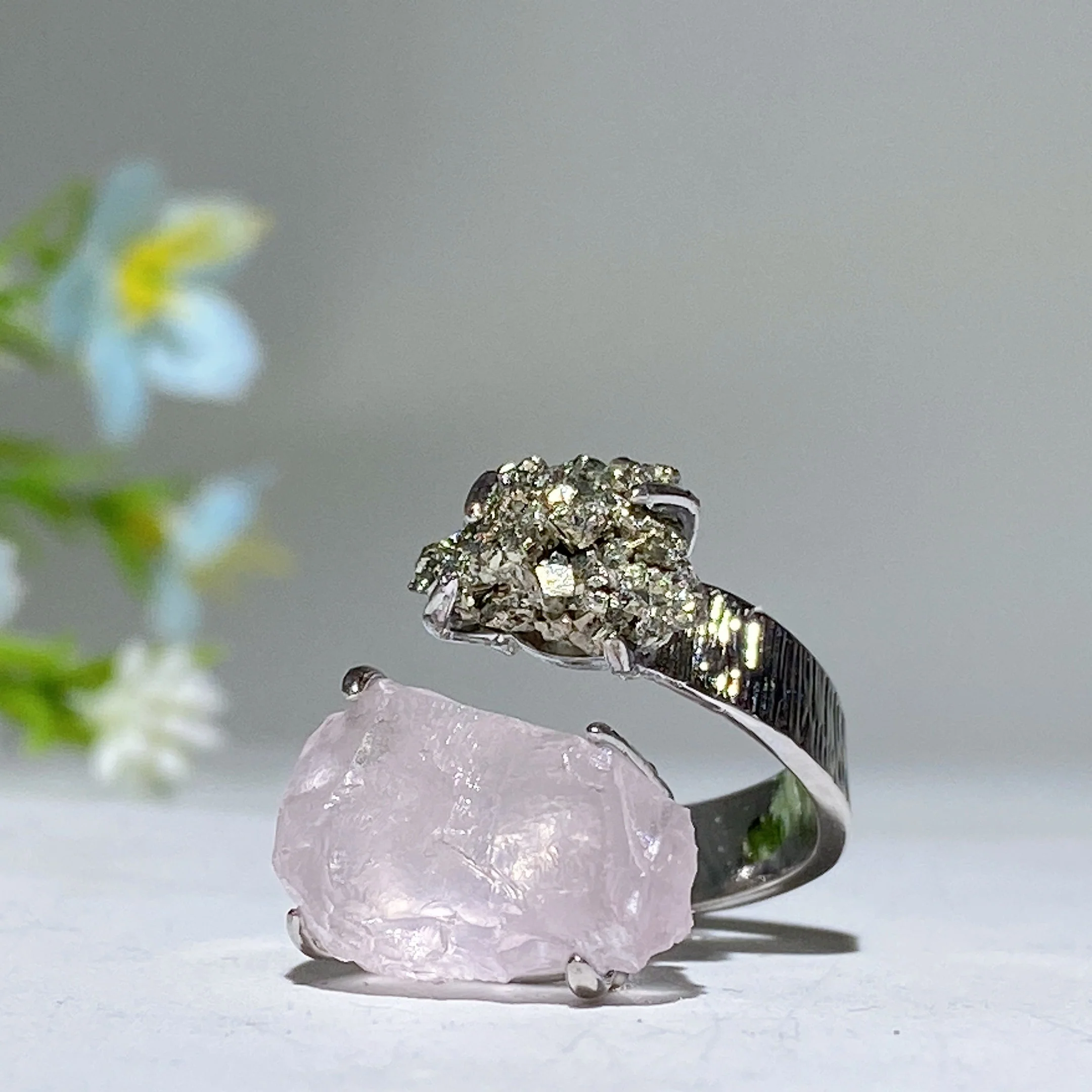 Adjustable Double Raw Crystal Stone Spiritual Ring Healing Energy - Image 18