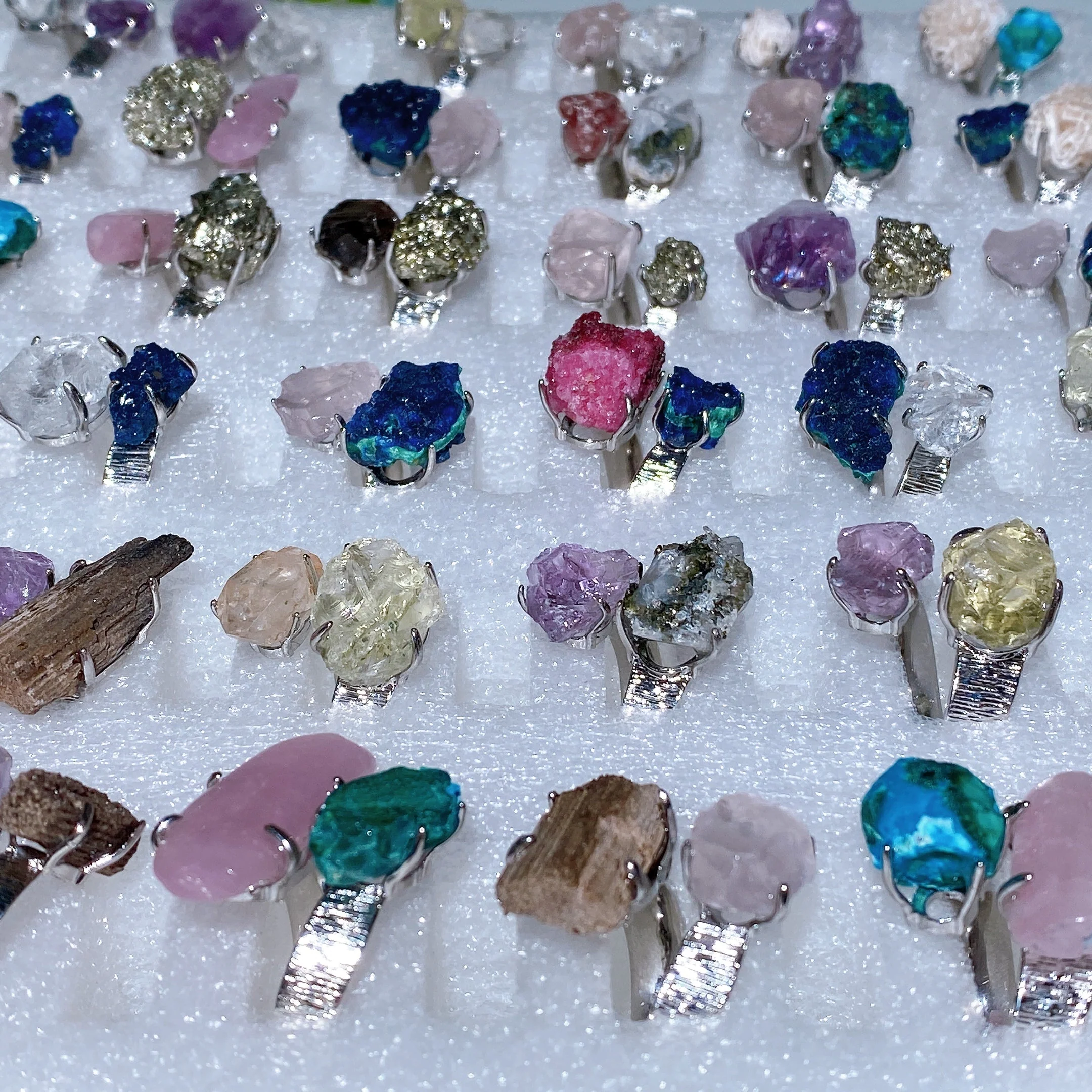 Adjustable Double Raw Crystal Stone Spiritual Ring Healing Energy - Image 28