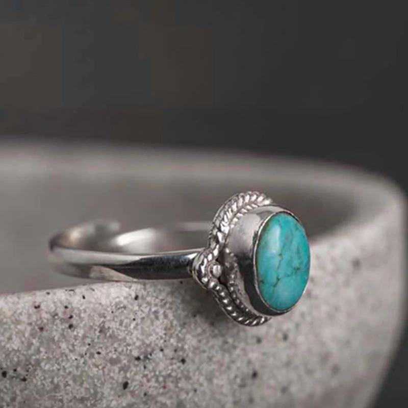 Adjustable Turquoise Ring 925 Sterling Silver Wisdom - Image 13