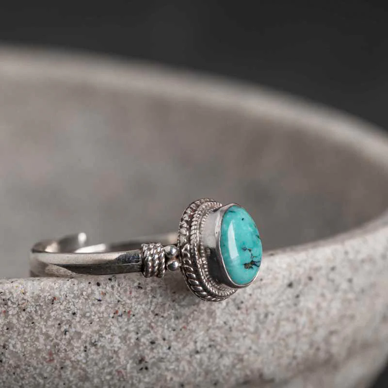 Adjustable Turquoise Ring 925 Sterling Silver Wisdom - Image 5