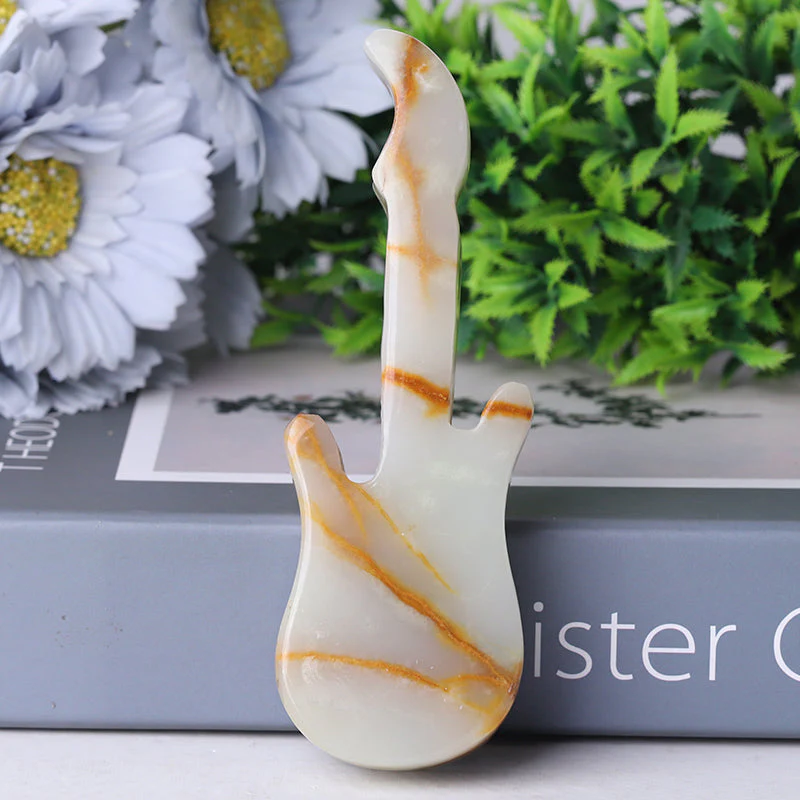 5 inch Afghan Jade Guitar Crystal Carving for Home Decor - Image 3