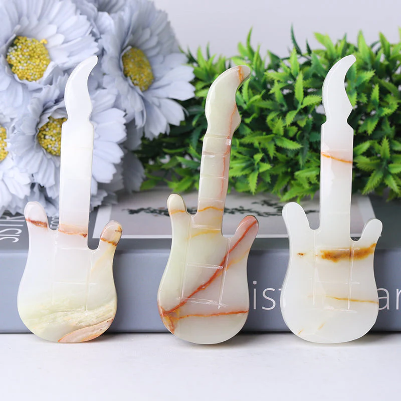 5 inch Afghan Jade Guitar Crystal Carving for Home Decor - Image 4