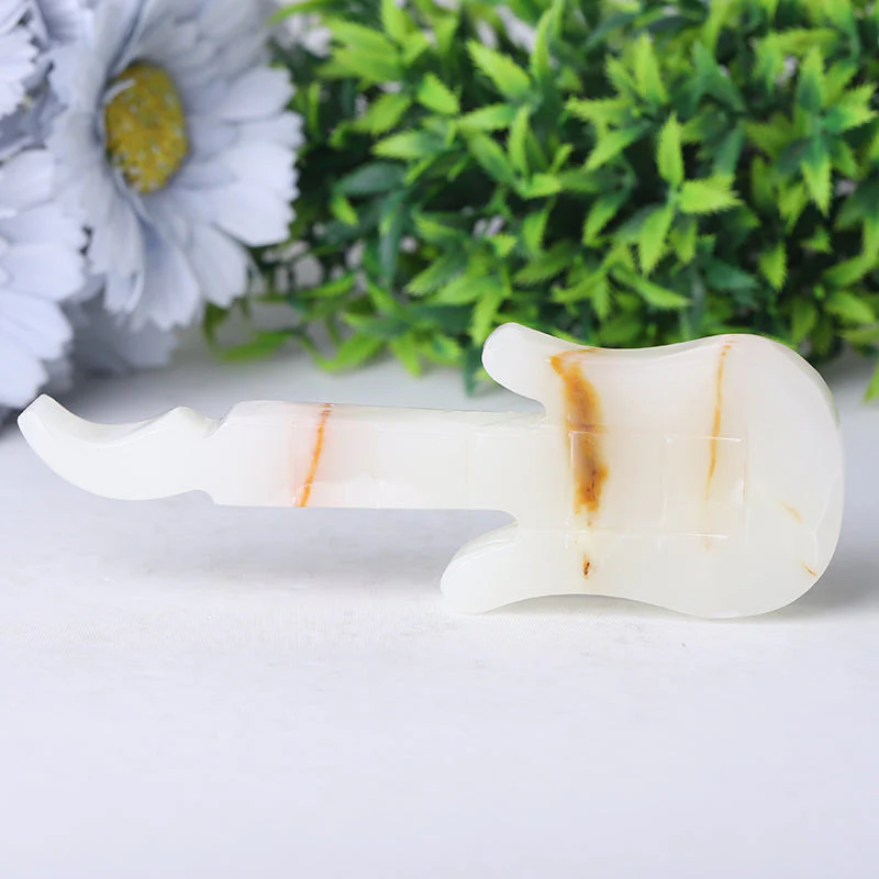 5 inch Afghan Jade Guitar Crystal Carving for Home Decor - Image 6