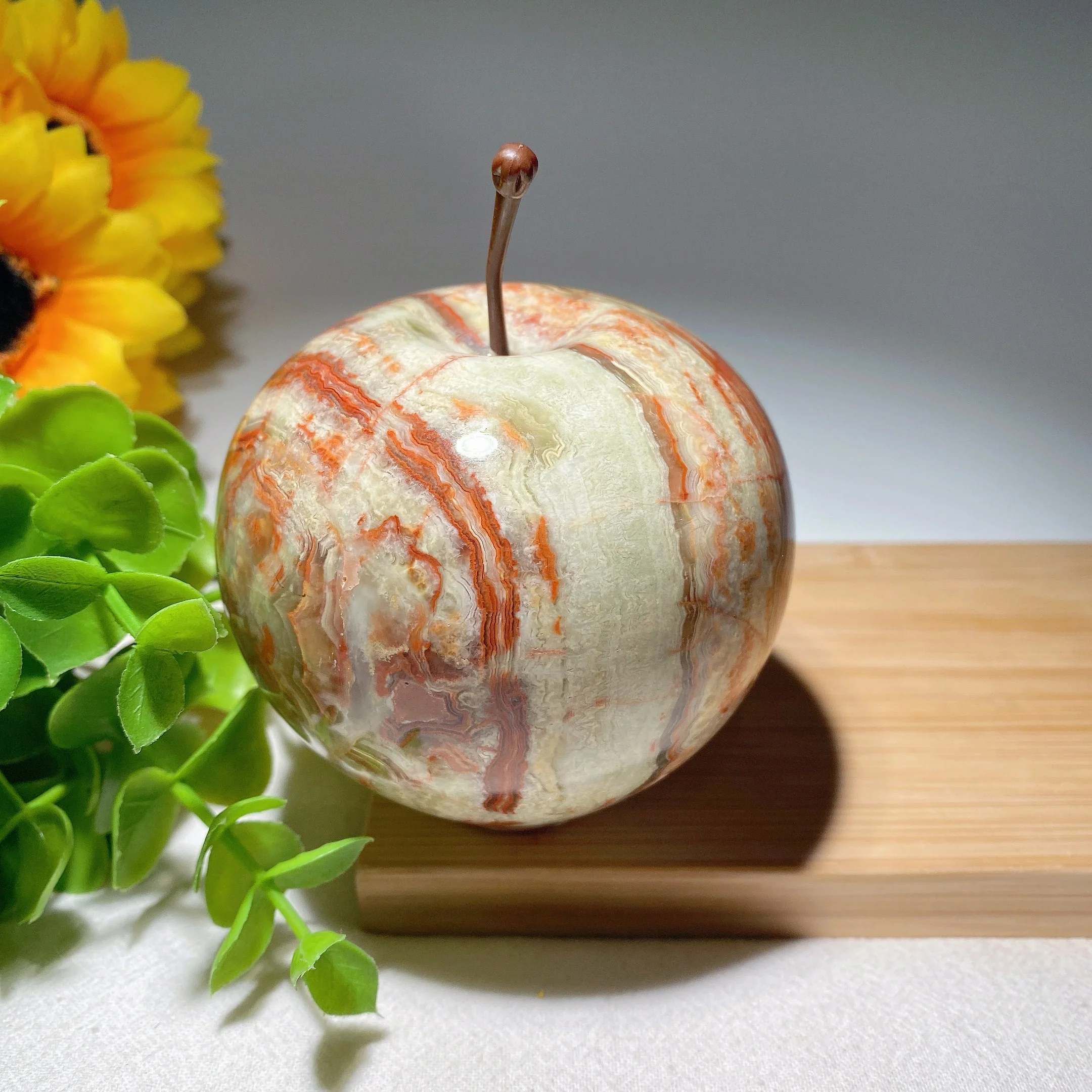2.0-2.9" Afghan Jade Red Marble Crystal Apple Figurines - Image 4