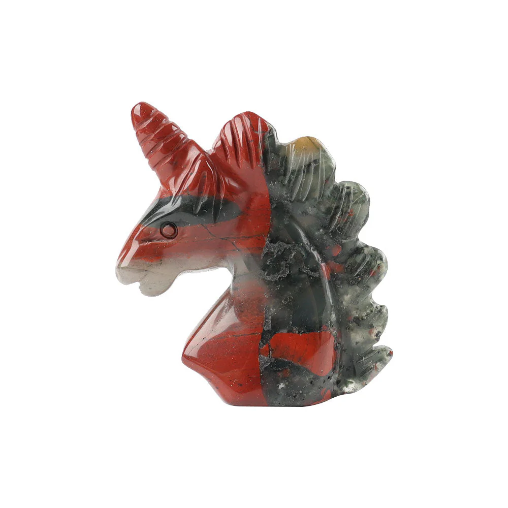 African Bloodstone Crystal Unicorn Carving 2-inch - Image 2