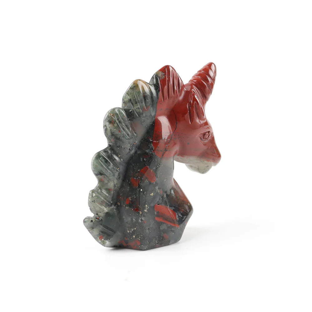 African Bloodstone Crystal Unicorn Carving 2-inch - Image 4