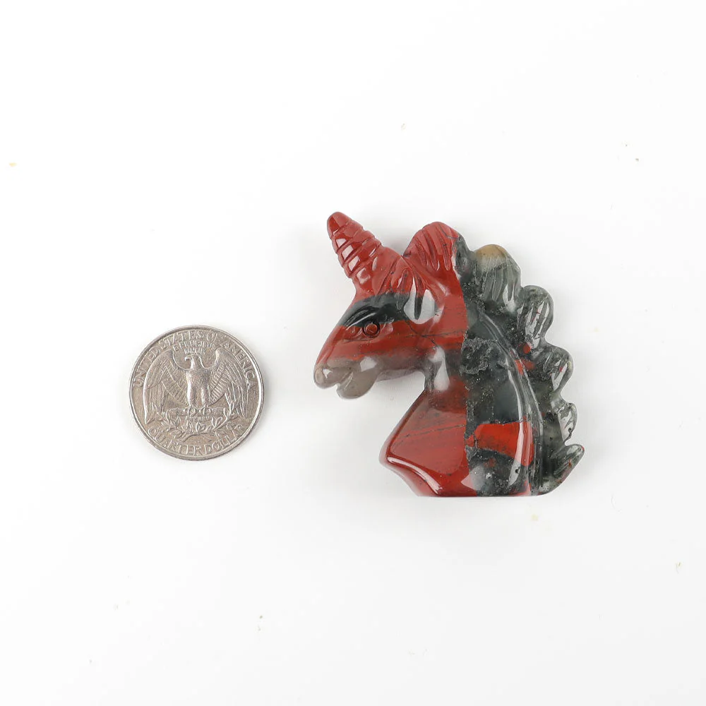 African Bloodstone Crystal Unicorn Carving 2-inch - Image 5