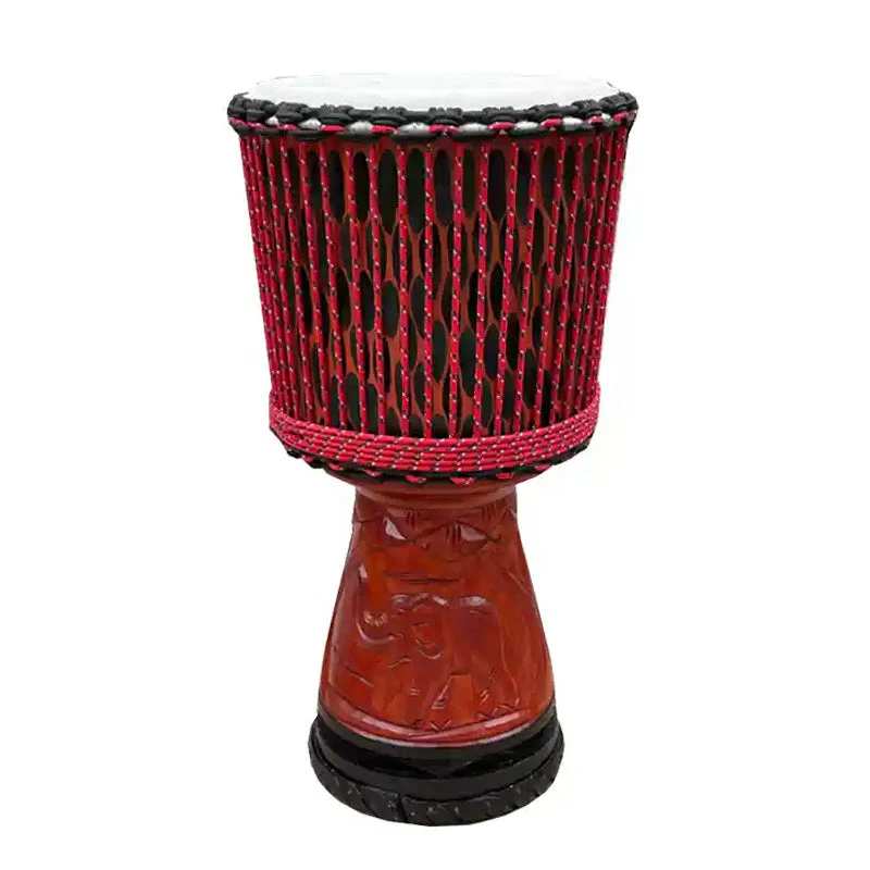 Large Djembe African Drum Hand-Carved Mahogany 10-15" - Image 2